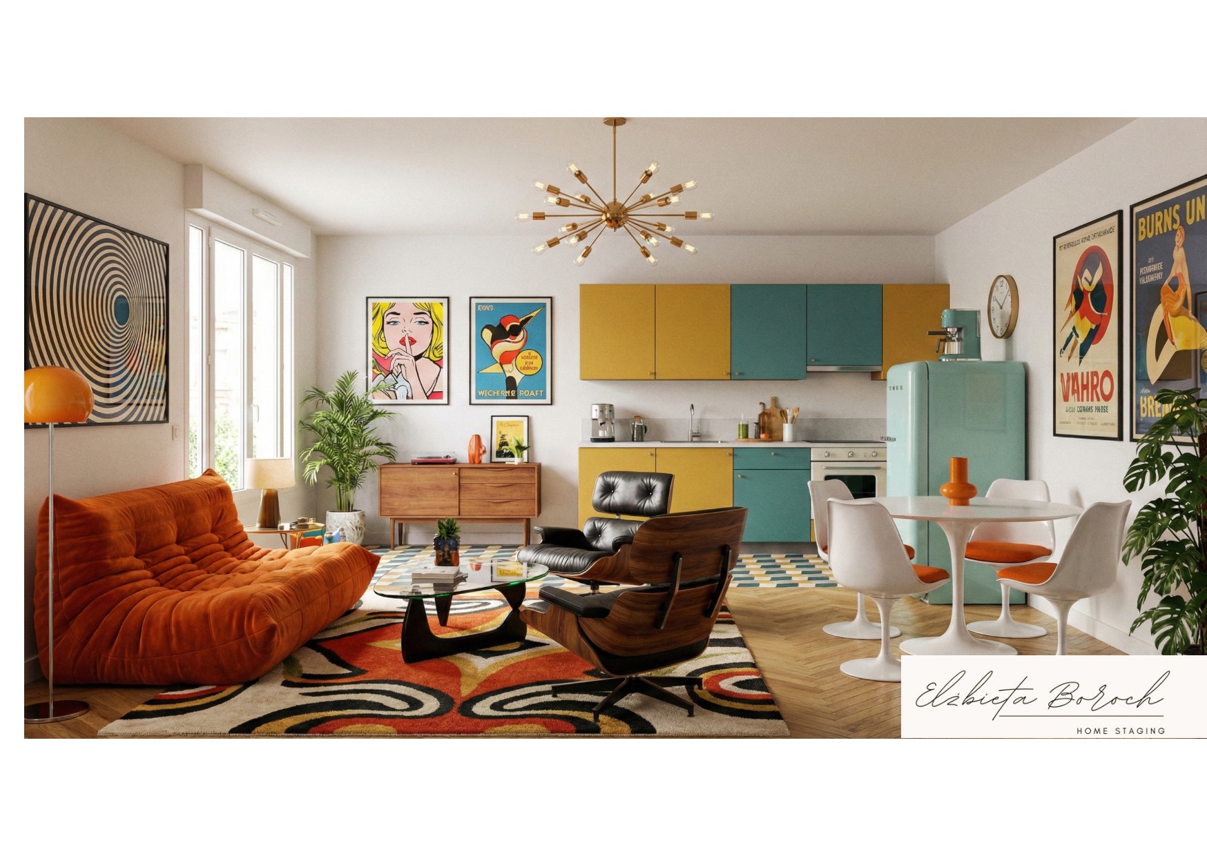 Salon w stylu retro pop-art